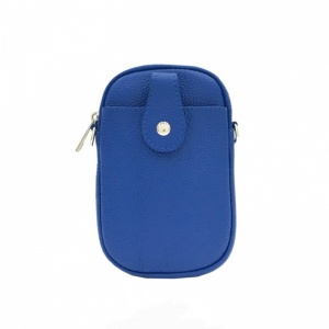 Leather Crossbody Phone Bag - Blue